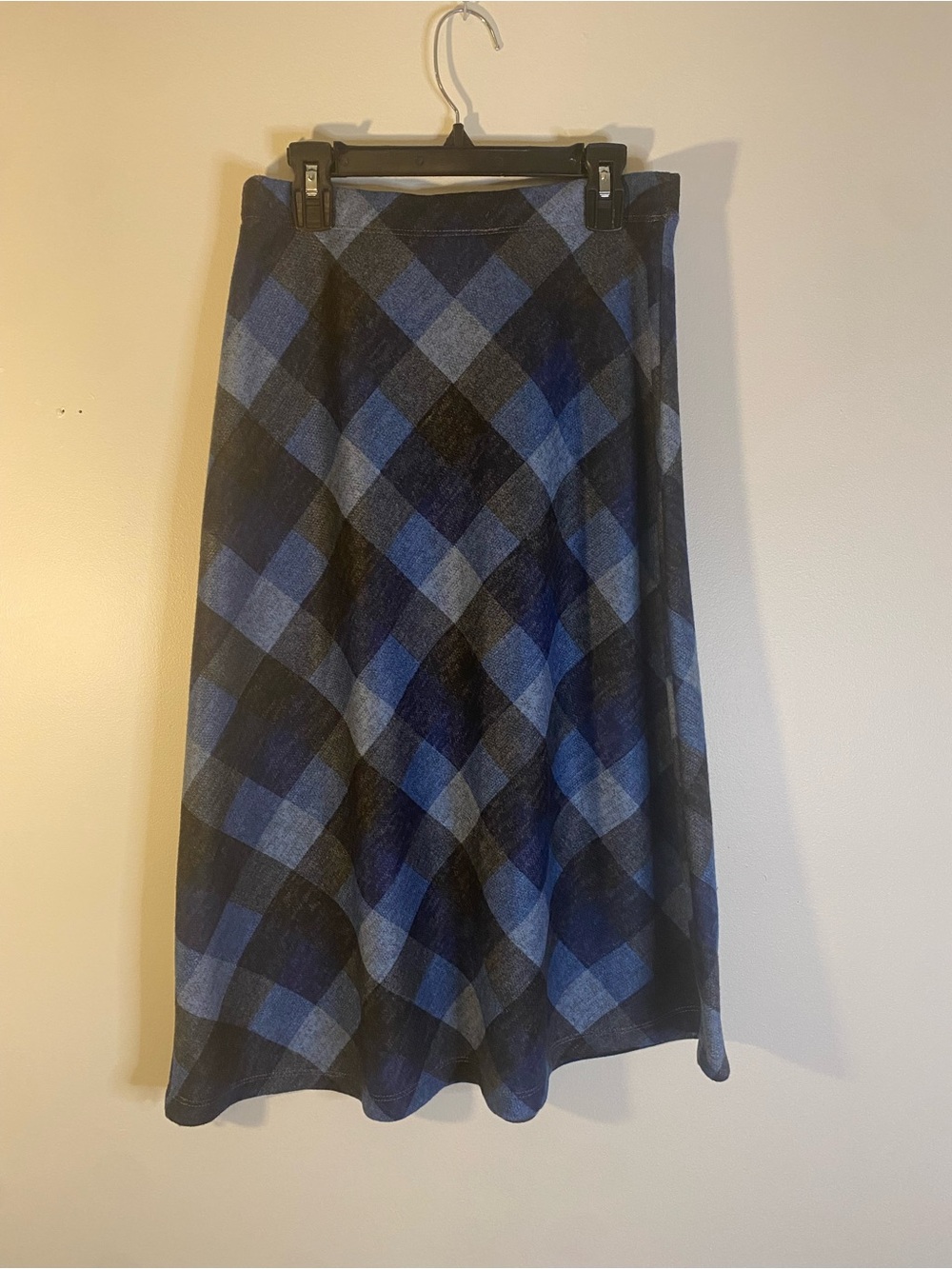 Blue and Black Plaid A-Line Women's Skirt